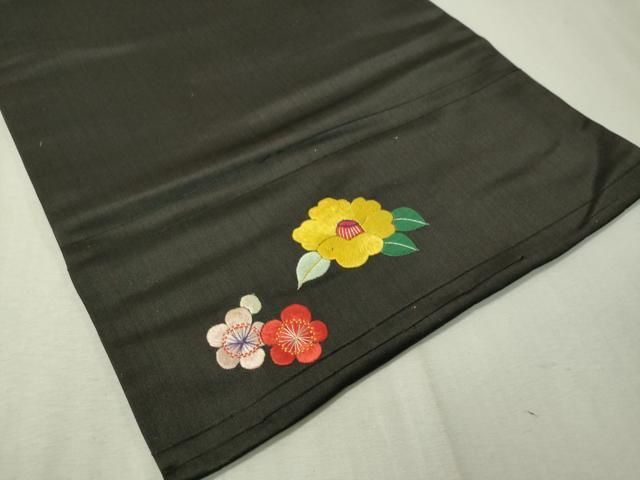 平和屋着物○アンティーク 大正ロマン 総刺繍 九寸名古屋帯 草花文