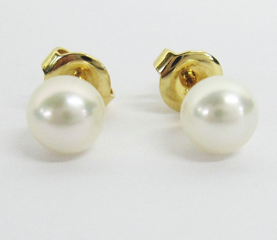 MIKIMOTO K18 パール ピアス パール直径約6mm 箱 ケース付き