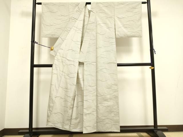 平和屋着物▽上質な紬　単衣　芝文　正絹　逸品　DAAV3169du