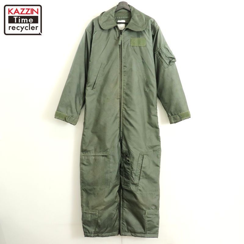 80s U.S.AIR FORCE 無地 CWU-64P ミリタリー フライトスーツ つなぎ メンズ Lサイズ相当