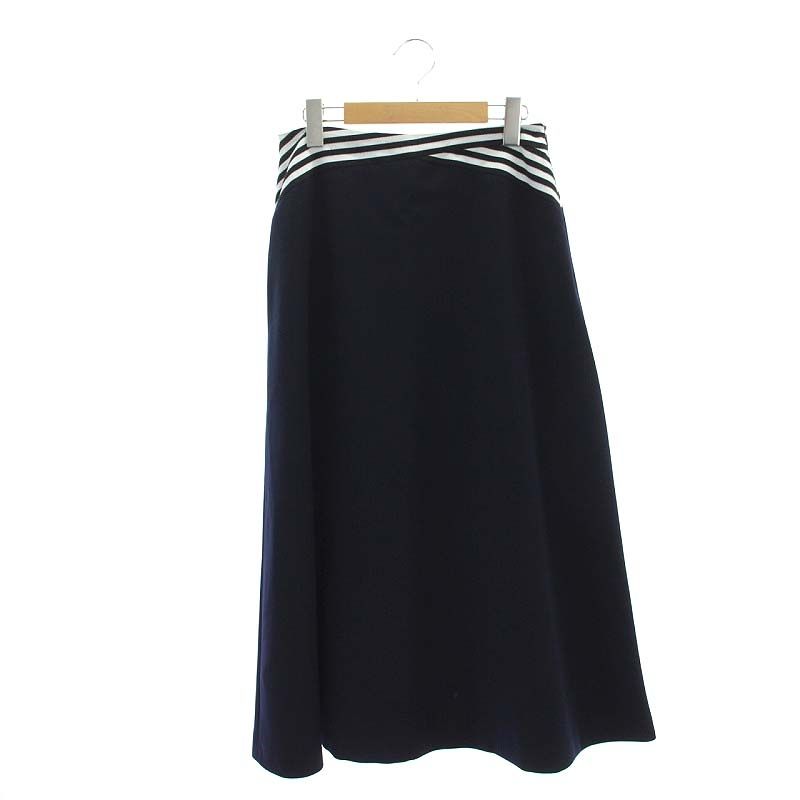 ボーダーズアットバルコニー BORDERS at BALCONY FLARE SKIRT スカート ロング フレア ボーダー 38 M 紺 黒 白  /CX ■OS