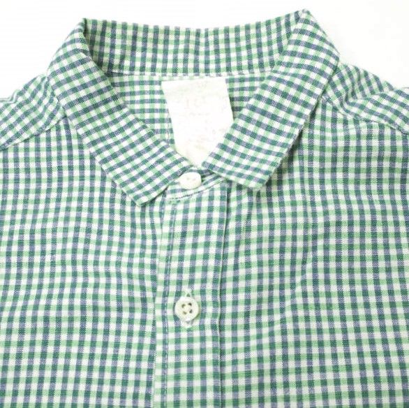 極美品 maillotマイヨ ギンガムチェックシャツ リネンコットン 青白 2 