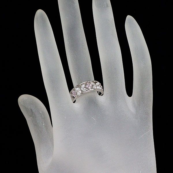 希少 Pt900 天然ピンク ダイヤモンド リング 0.16ct D0.40ct