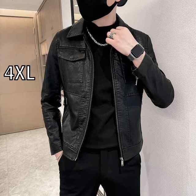 メンズジャケット　レザージャケット　4XLサイズ　シンプル　カジュアル　ビジネス　通学通勤用　防風防寒　秋冬コート メンズレザージャケット⁄暖かい裏起毛 M-4XLレザージャケット 本革