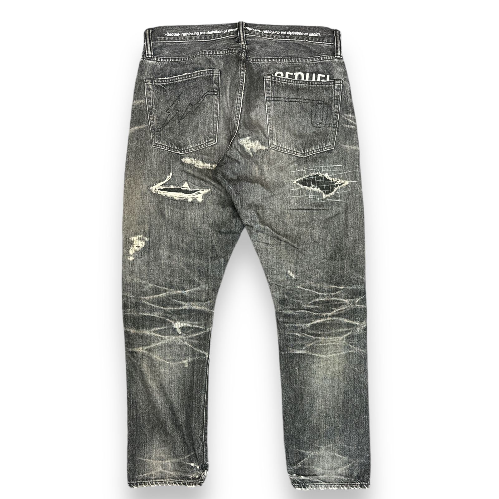 SEQUEL FRAGMENT DESIGN DAMEGE DENIM PANTS SQ-22SS-PT-02 ダメージ リペア加工 デニムパンツ  シークエル フラグメント M 79075A1 - メルカリ