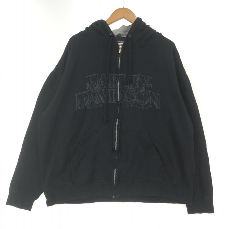 【中古】Harley Davidson バックプリントフルジップパーカー パーカー XL ブラック ハーレーダビッドソン[10]