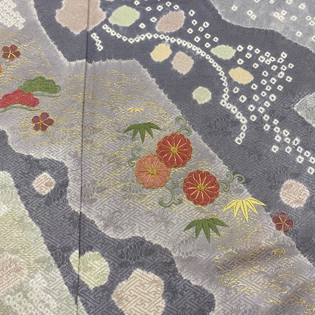 金彩桜花梅花楓付け下げ着物033a p