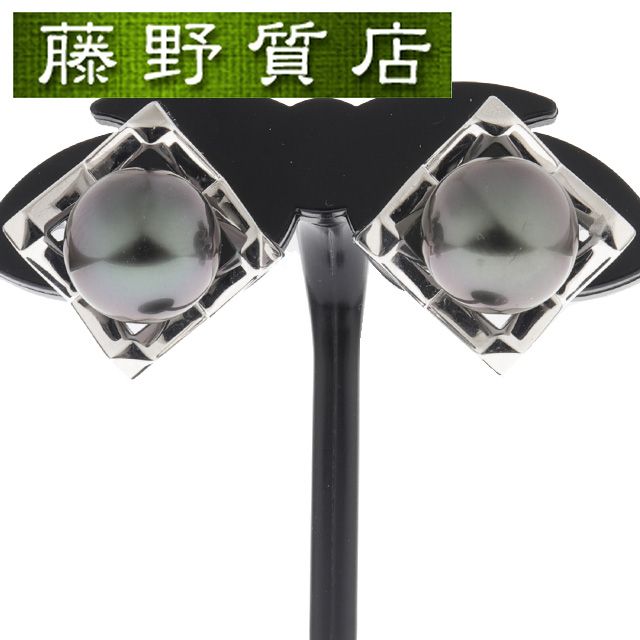 クリーニング済 ミキモト MIKIMOTO Mコレクション ブラックパール ピアス K18 WG ホワイト ゴールド PE-1725YU ミキモト ピアス ミキモト パールピアス レディース ブランドジュエリー アクササリー earring 8921