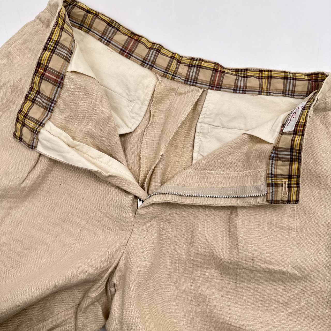 Papas リネン100% 2タック スラックス ベージュ 麻 パパス XL Papas リネン100% 2タック スラックス ベージュ 麻 パパス XL