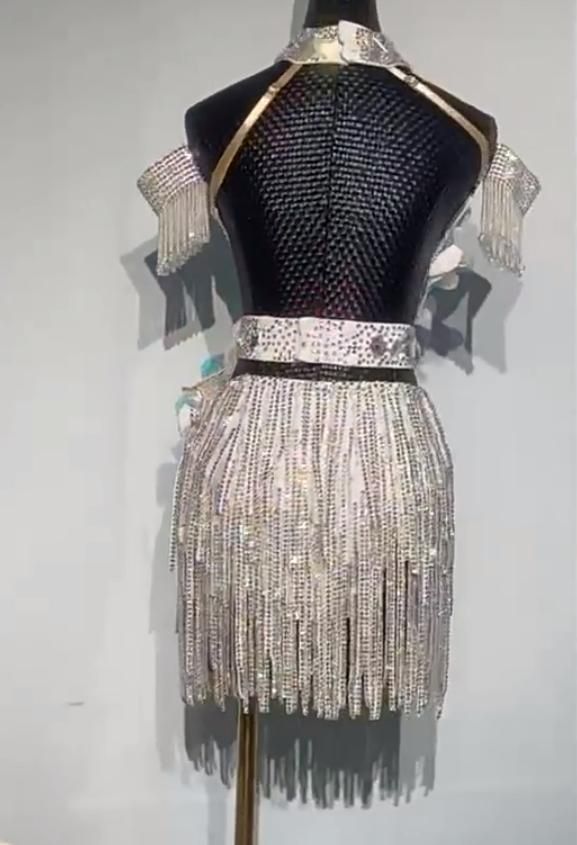 社交ダンス衣装 ラテンワンピースドレス 豪華 キラキラ オーダー