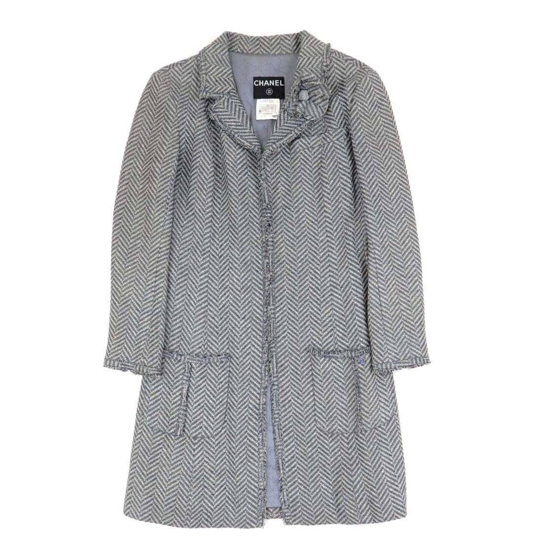 CHANEL シャネル　ツィードコート　38 カメリア　フリンジ CHANEL シャネルツィードコート38 カメリアフリンジ