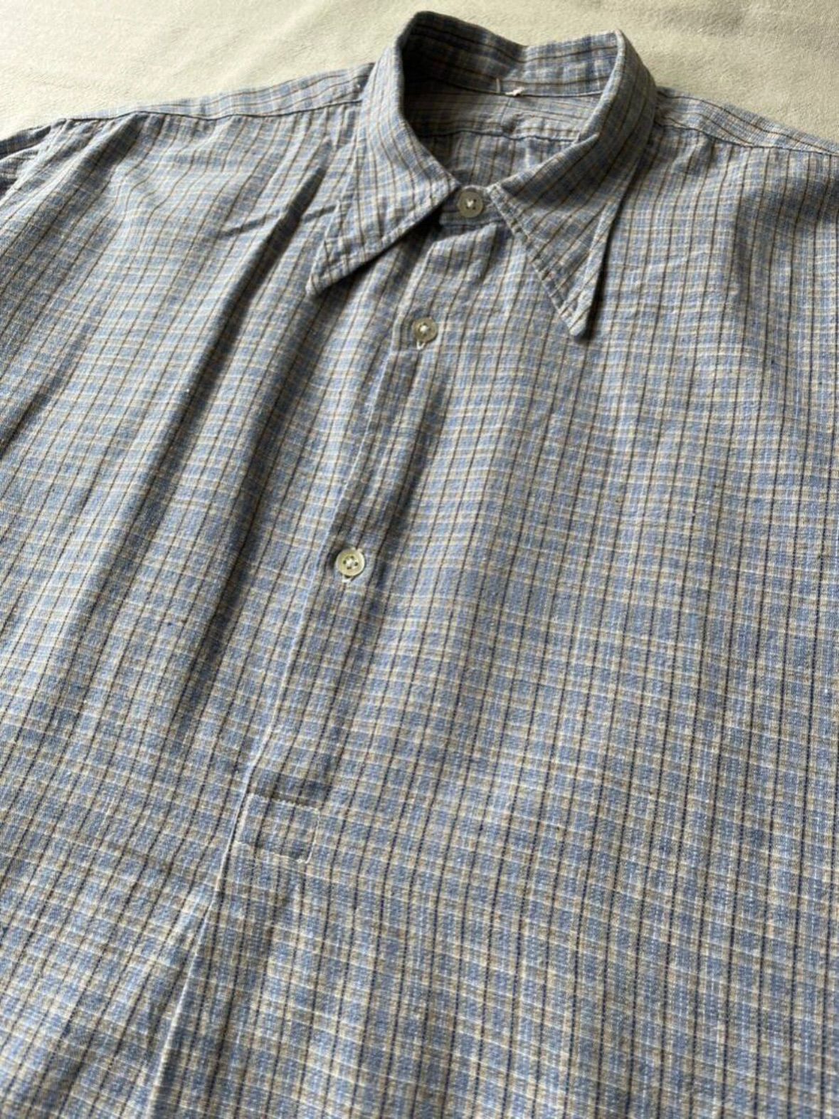 30s Euro vintage グランパ シャツ /42 コットン チェック
