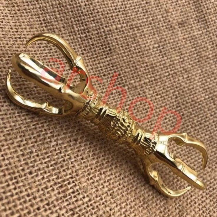 密教法具 寺院用仏具 真言宗 金剛杵 五鈷杵 仏教芸術品 銅製 磨き仕上げ