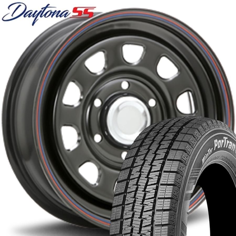 期間 スタッドレス MLJ DAYTONA SS デイトナ SS 15ｘ6.5 ＋40 6H 139.7 ブラック 赤青ライン ｘ４本 製 クムホ CW61 195 80R15