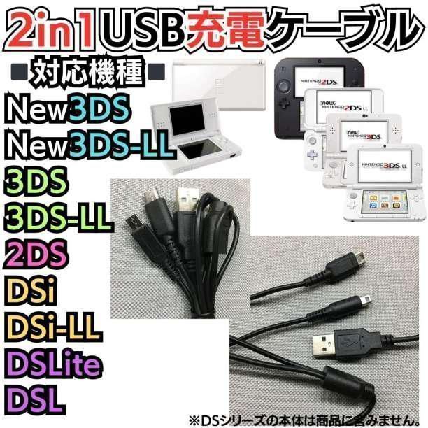 DS 充電器付き ディーエス2又充電コード 3DS 2DS DSLite DSi 充電器 Nintendo