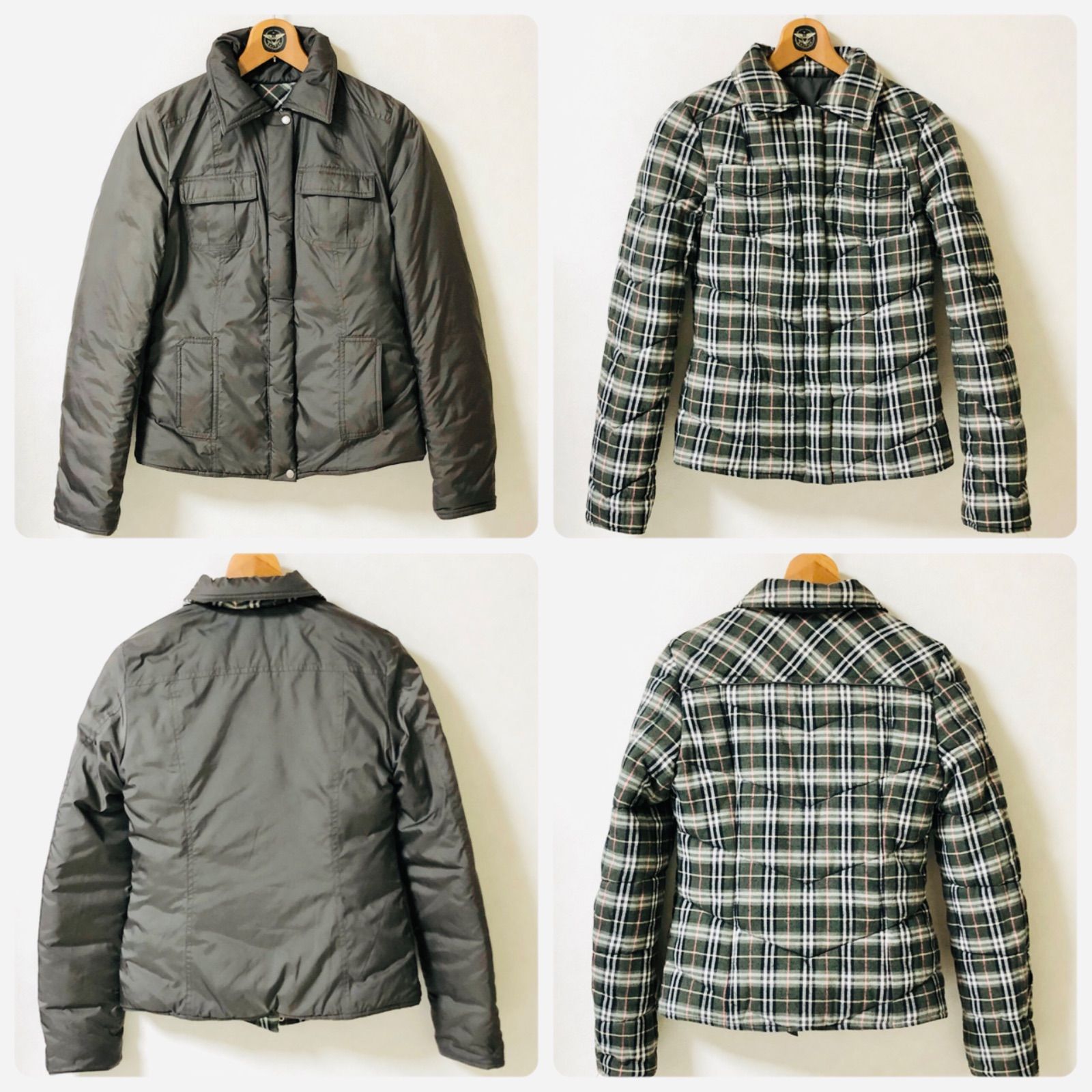 □極美品□BURBERRY BLUE LABEL バーバリーブルーレーベル 2way リバーシブル 中綿ジャケット チャコール系×ブルーレーベルチェック  size38(M相当) 三陽商会 レディース - メルカリ