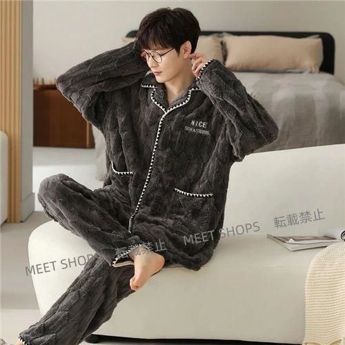  ペアパジャマ 冬 モコモコ カップル ペア ルームウェア セット 長袖 前開き パジャマ 夫婦 もこもこ メンズ 秋冬 結婚祝い プレゼン ddhc 72 ルームウェア ルームウェア パジャマ