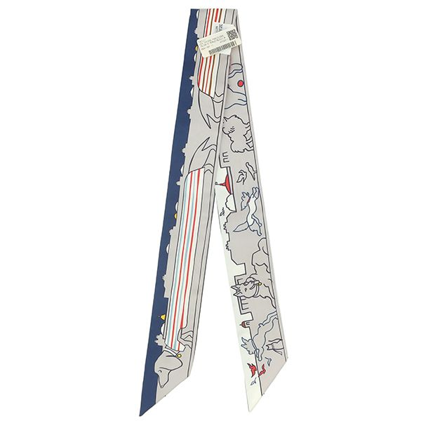 エルメス HERMES スカーフ ツイリー シルク グリペール×ブルー
