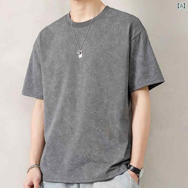 [XL]メンズ ファッション 服 男性用 オシャレ シンプル 大人 かっこいい 大きいサイズ ストリート 紳士服 厚手 半袖 T シャツ 夏 半袖 T シャツ ゆったり カジュアル トップス