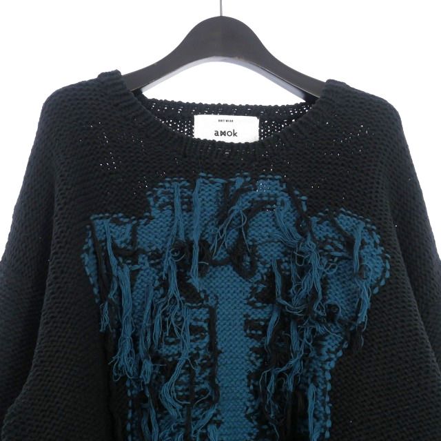 アモク amok Bone Knit ローゲージニット セーター 長袖 M ブラック 黒