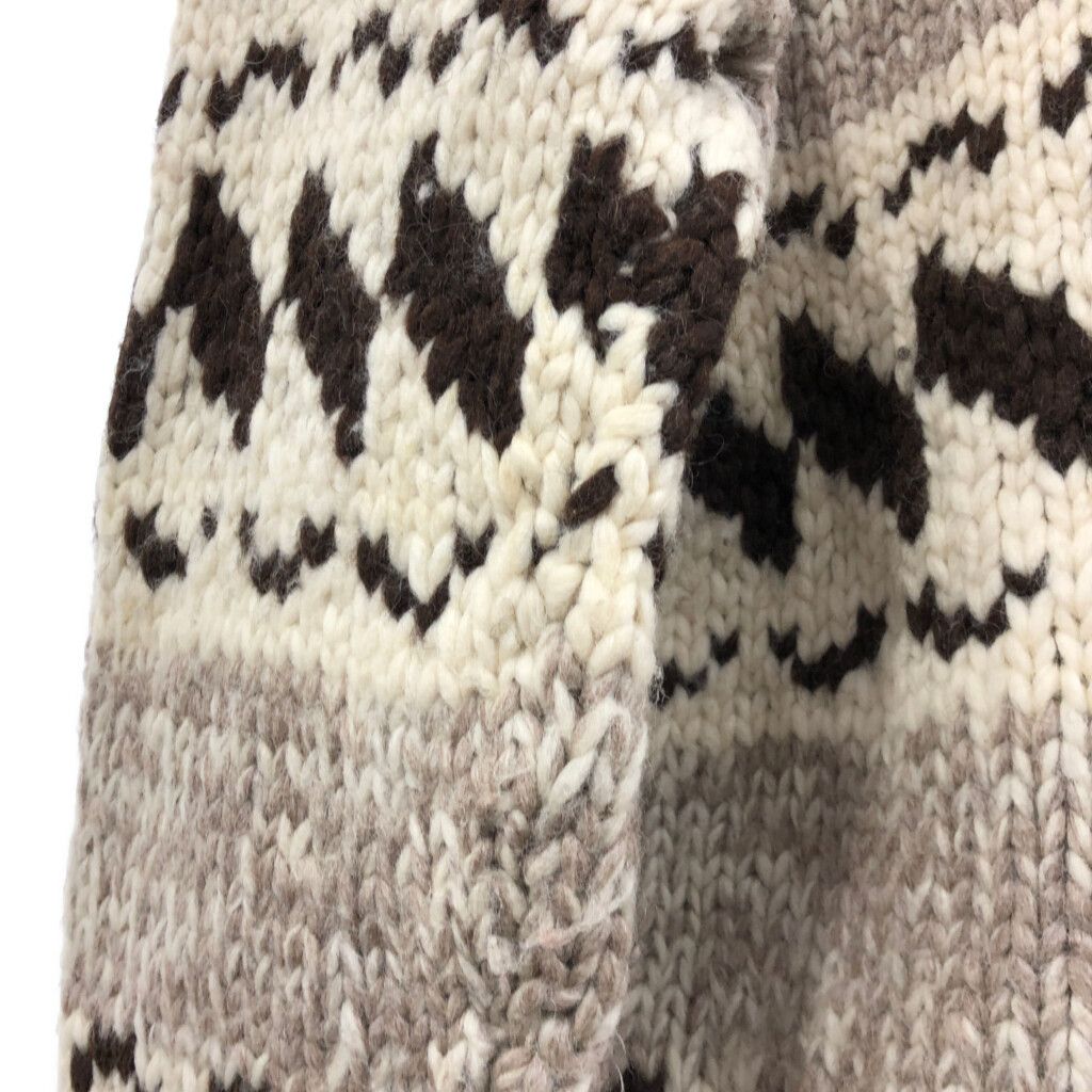 90年代 カナダ製 TUAK ハンドメイド ウール カウチン セーター 総柄