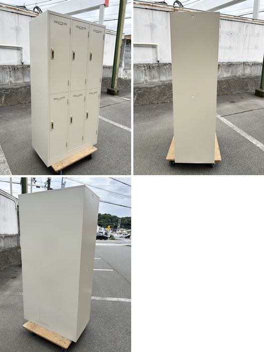 一部地域 生興 株 ６人用ロッカー ナチュラルグレー 日焼けあり ヘコミあり F-GE-490-0925A
