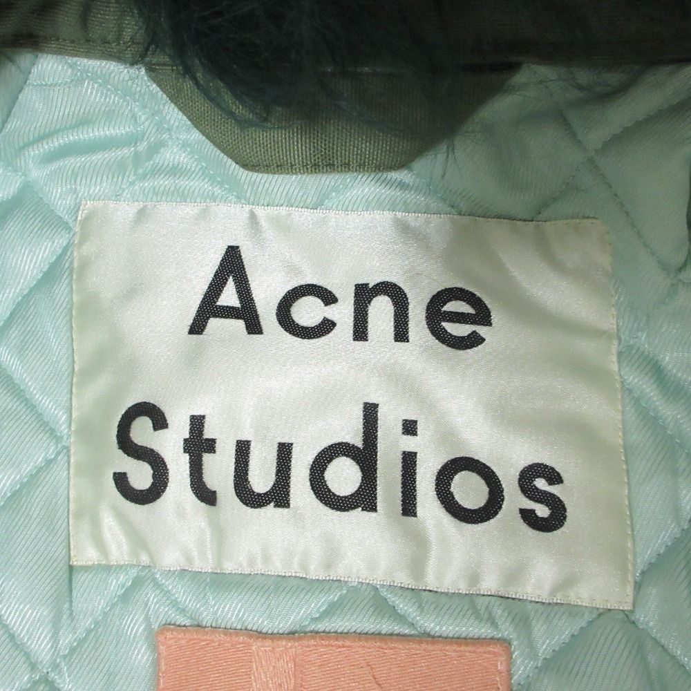 Acne Studios アクネストゥディオズ Cees Coat With Genuine Shearling Trim ムートンファートリム シースコート 36 グリーン レディース 古着 GULLKHAN_COM