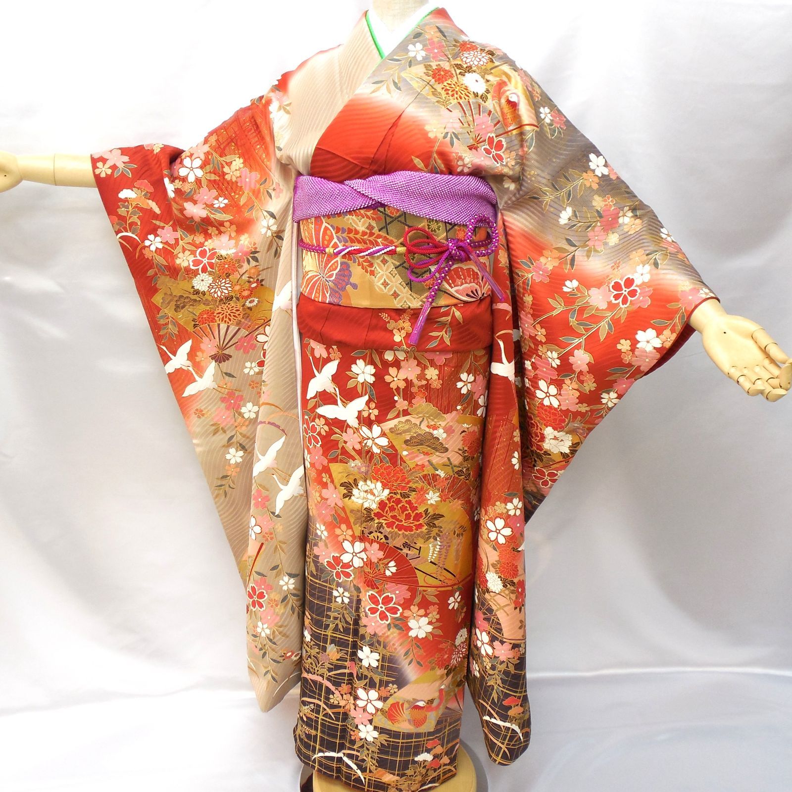 最終価格‼️【高級振袖7点フルセット】 美品 正絹 縮緬 成人式 大正ロマン風振袖 フォロワ割】極美品☆振袖フルセット 正絹 成人式 振袖 7点