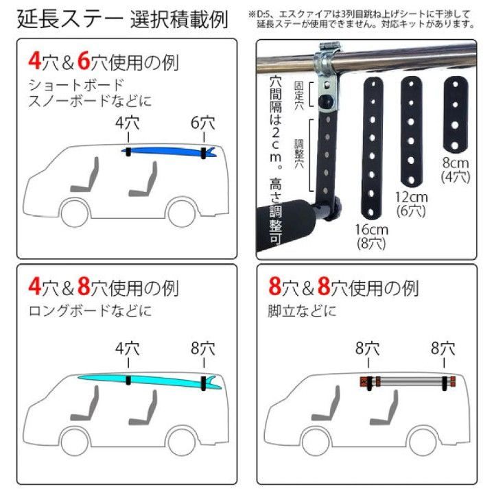 NAMINORIKOZOU エブリイ DA17W・DA17V 左右サイドバー&スライドバー2本セット 車内キャリア スノーボード サーフィン スキー  脚立 ロッドホルダー キャンプ キャリア 車中泊 釣り 職人棚 室内 車内 ラック 棚 荷室 天井 収 - メルカリ