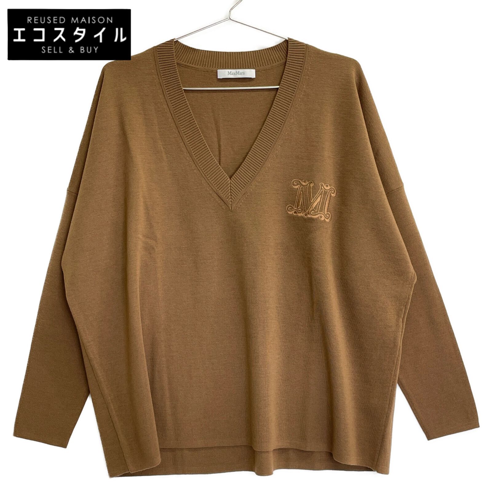 Max Mara マックスマーラ 13660913 ﾌﾞﾗｳﾝ ｳｰﾙ Vﾈｯｸ ﾆｯﾄ S
