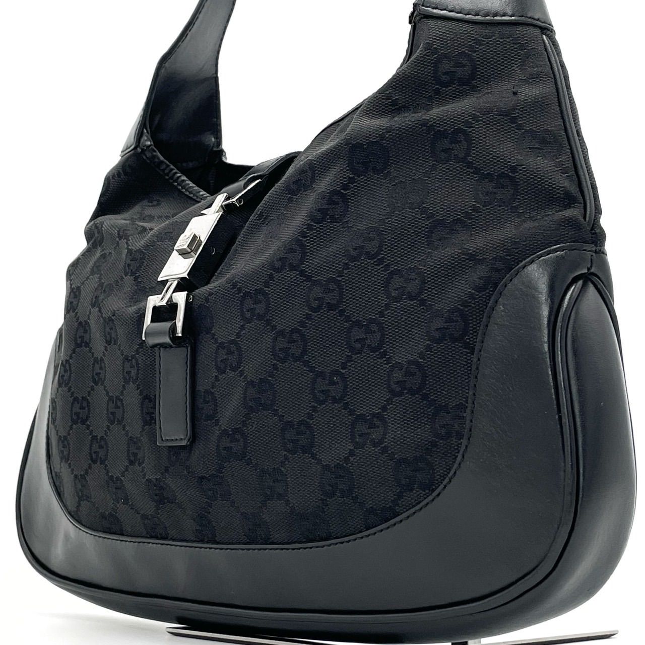 ✨良品 GUCCI グッチ ワンショルダー GG柄 ナイロン ハンドバッグ 黒