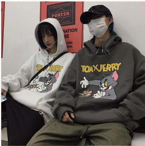 トレーナー トムとジェリー トップス カジュアルウェア トレーニングウェア 長袖 スウェット 韓国ファッション 春秋 お揃い カップル ヘアルック ユニセックス オーバーサイズ