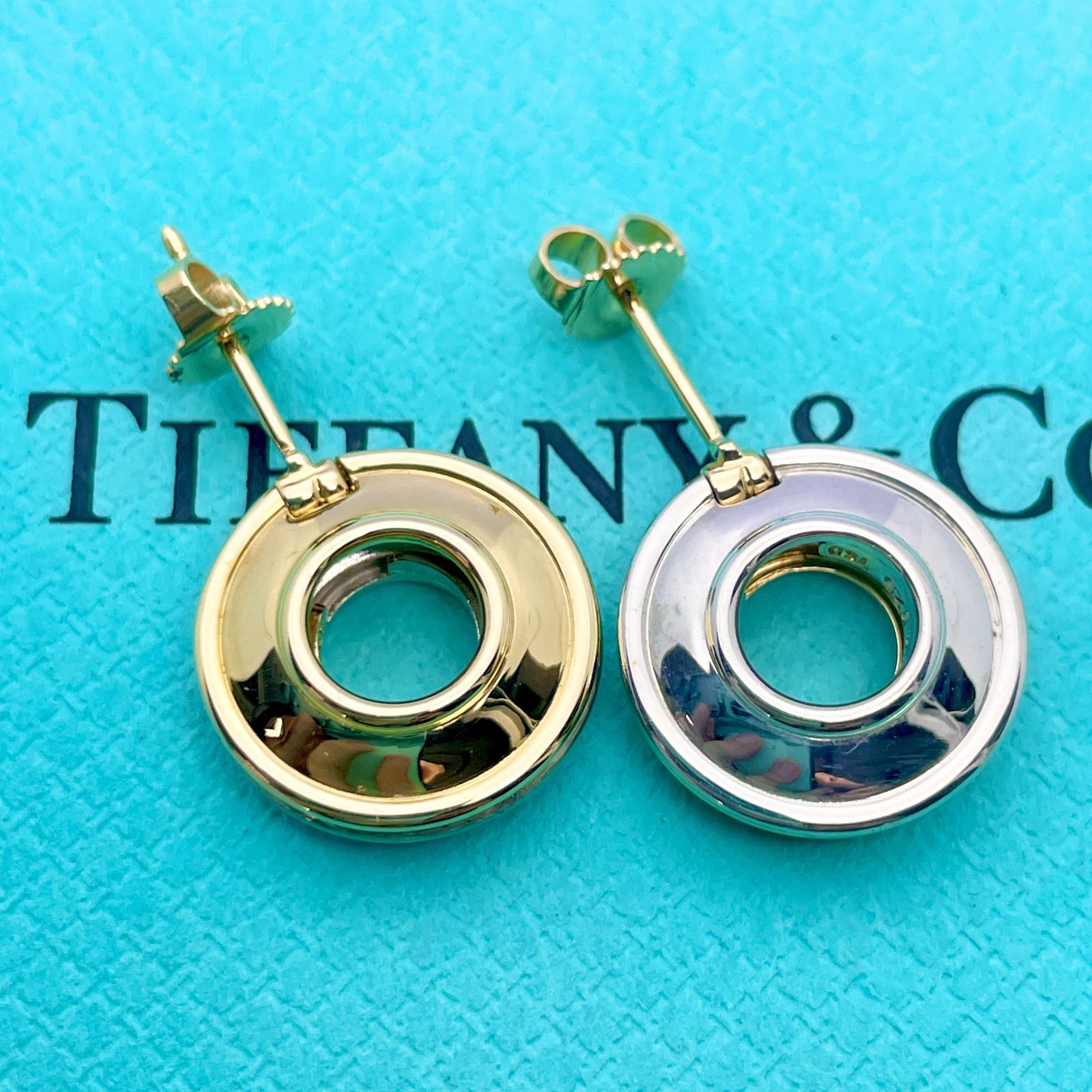 美品 希少 ティファニー ディスク リバーシブル マジックサークル ピアス シルバー925 K18(750) コンビ Tiffany&Co.  /24-1249 - メルカリ