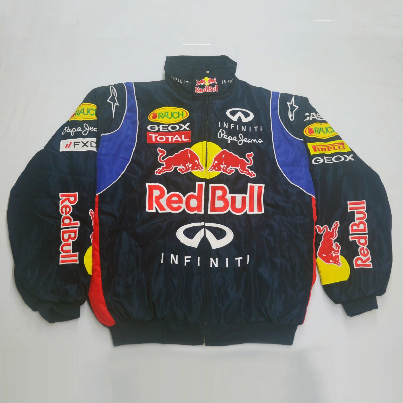 レッドブルRED BULLインフィニティ INFINITI F1ネイビーブルー レーシングジャケット ブルゾン 刺繍 中綿 ネービー 男女兼用 -  メルカリ