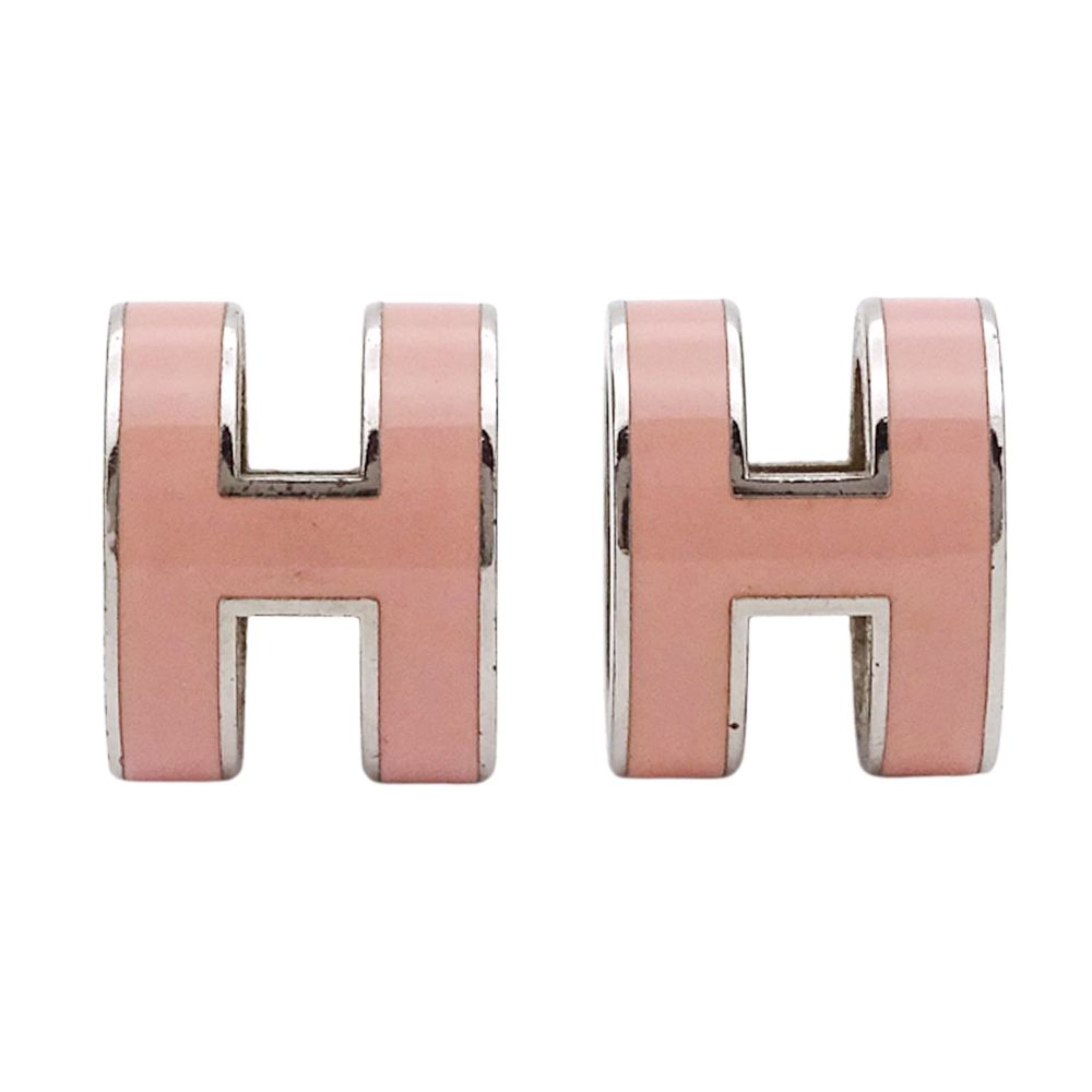 HERMES ピアス Hロゴ ピンク シルバー HERMES エルメス ピアス ポップアッシュ・ミニピアス ピンク