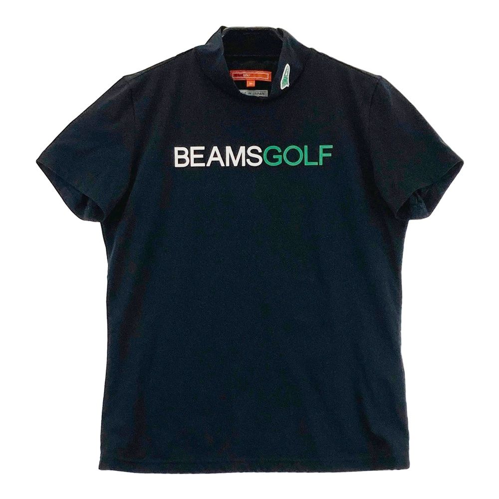 サイズ：L BEAMS GOLF ビームスゴルフ  ハイネック 半袖Tシャツ ロゴ×ボーダー柄 ブラック系 [240101348672] ゴルフウェア レディース ストスト サイズ：L BEAMS GOLF ビームスゴルフ ハイネック 半袖Tシャツ