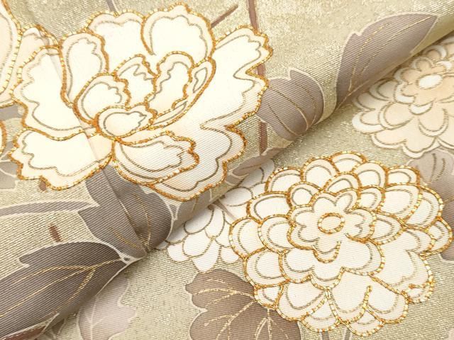 平和屋本店□極上 訪問着 駒刺繍 流水枝花文 金彩 鳩羽鼠色地 逸品 未