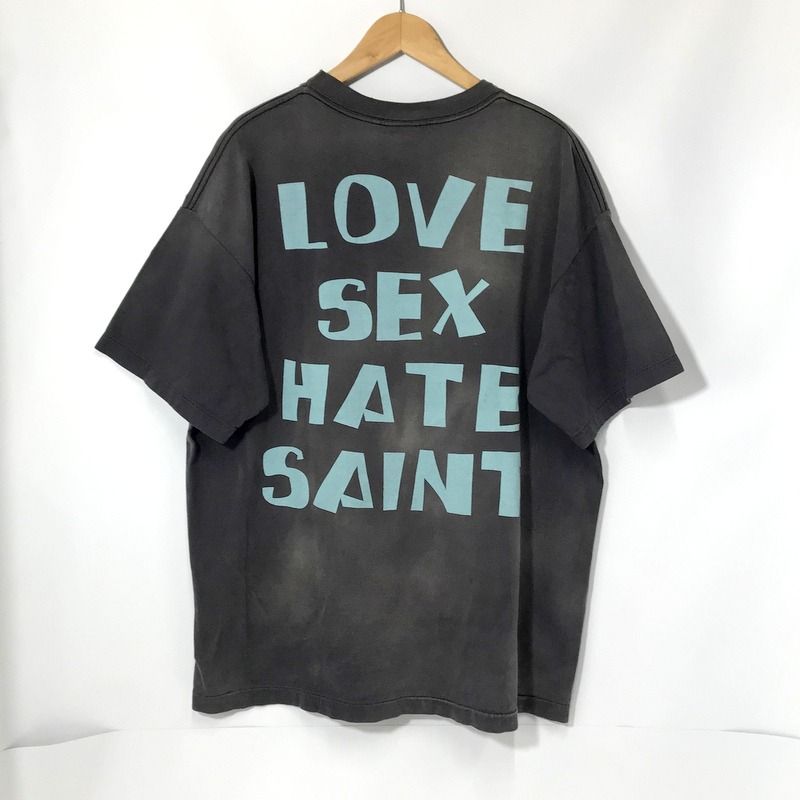 SAINT MICHAEL Tシャツ 美品 Celebrity TEE SAINT Mxxxxxx ユーズド加工 半袖 カットソー 古着 XLサイズ セントマイケル トップス A11499◆