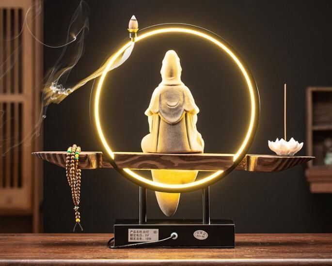 禅の置物玄関リビング観音仏像陶器の町家アイデア逆流香装飾品工芸品