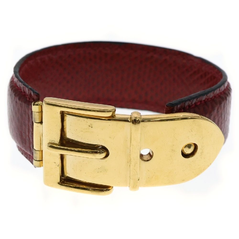 GUCCI (グッチ) バックルモチーフ レザーバングル ブレスレット レッド