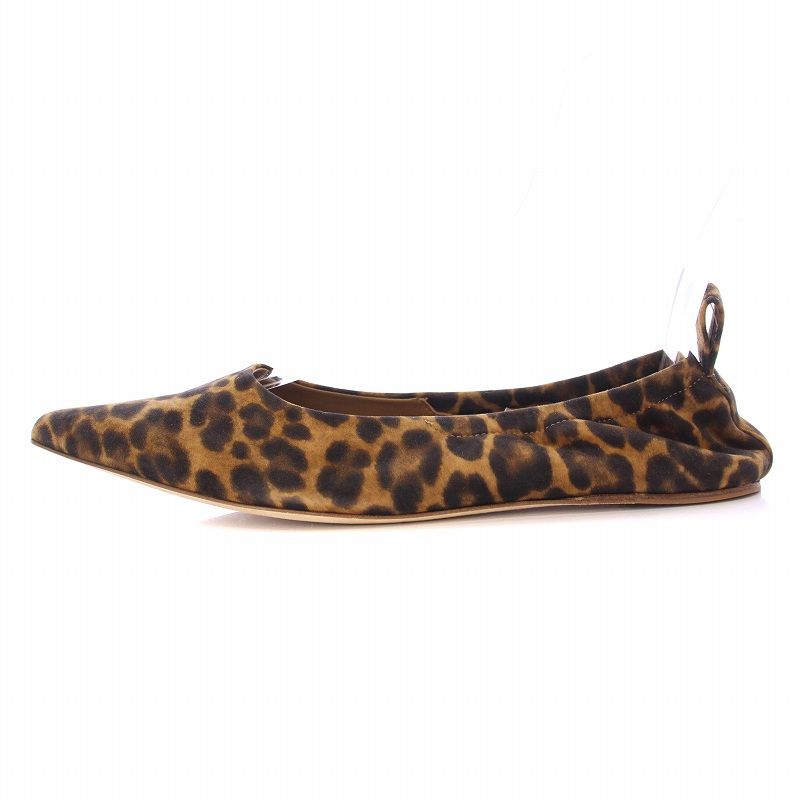 美品 BRENTA ブレンタ レオパード ポインテッド フラットパンプス ブレンタ BRENTA leopard レオパードポインテッド パンプス
