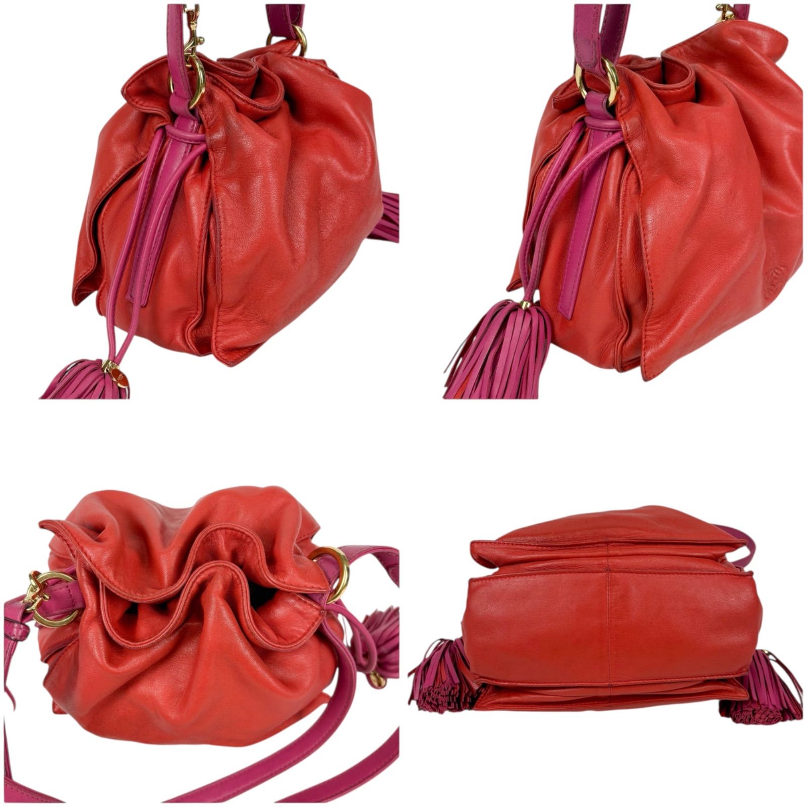 名品 LOEWE フラメンコ 2wayショルダーバッグ ナッパレザー アナグラム ロエベ LOEWE フラメンコ ショルダーバッグ ナッパレザー