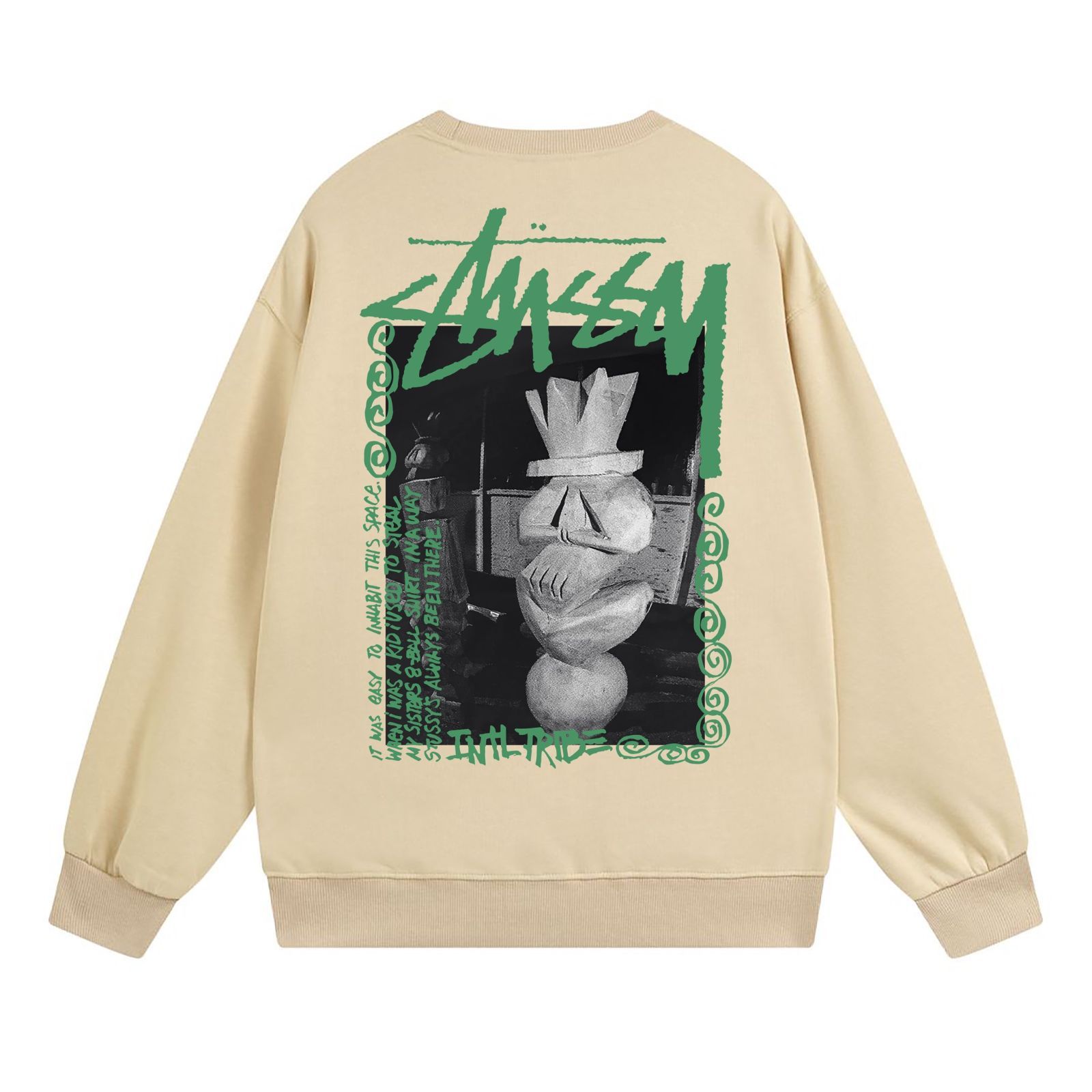 STUSSY SS23 石像プリントクルーネックスウェットシャツ 男女兼用