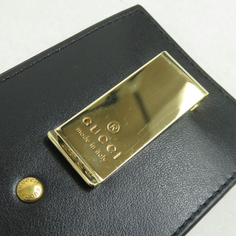 極美品▽GUCCI グッチ 547594 ロゴ入り マネークリップ付 レザー