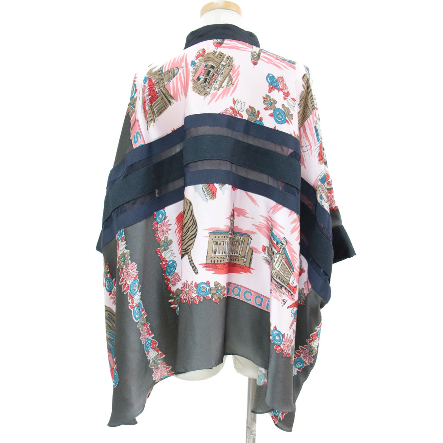 Sacai サカイ ブラウス ポンチョ トップス カットソー ブラック ピンク 