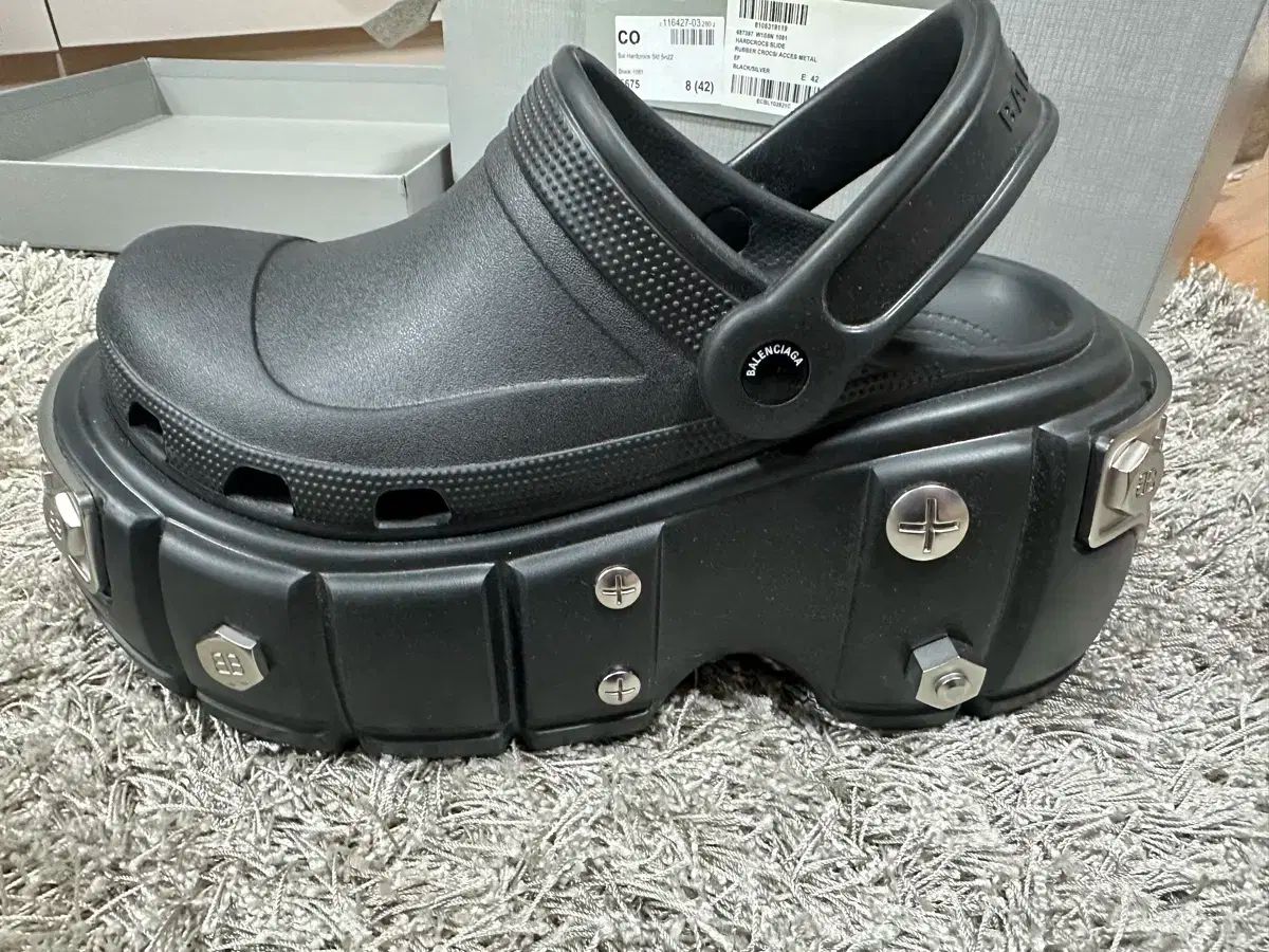 42) BALENCIAGA ハードクロックス バレンシアガ×クロックス ラバー サンダル 42 メンズ ブラック