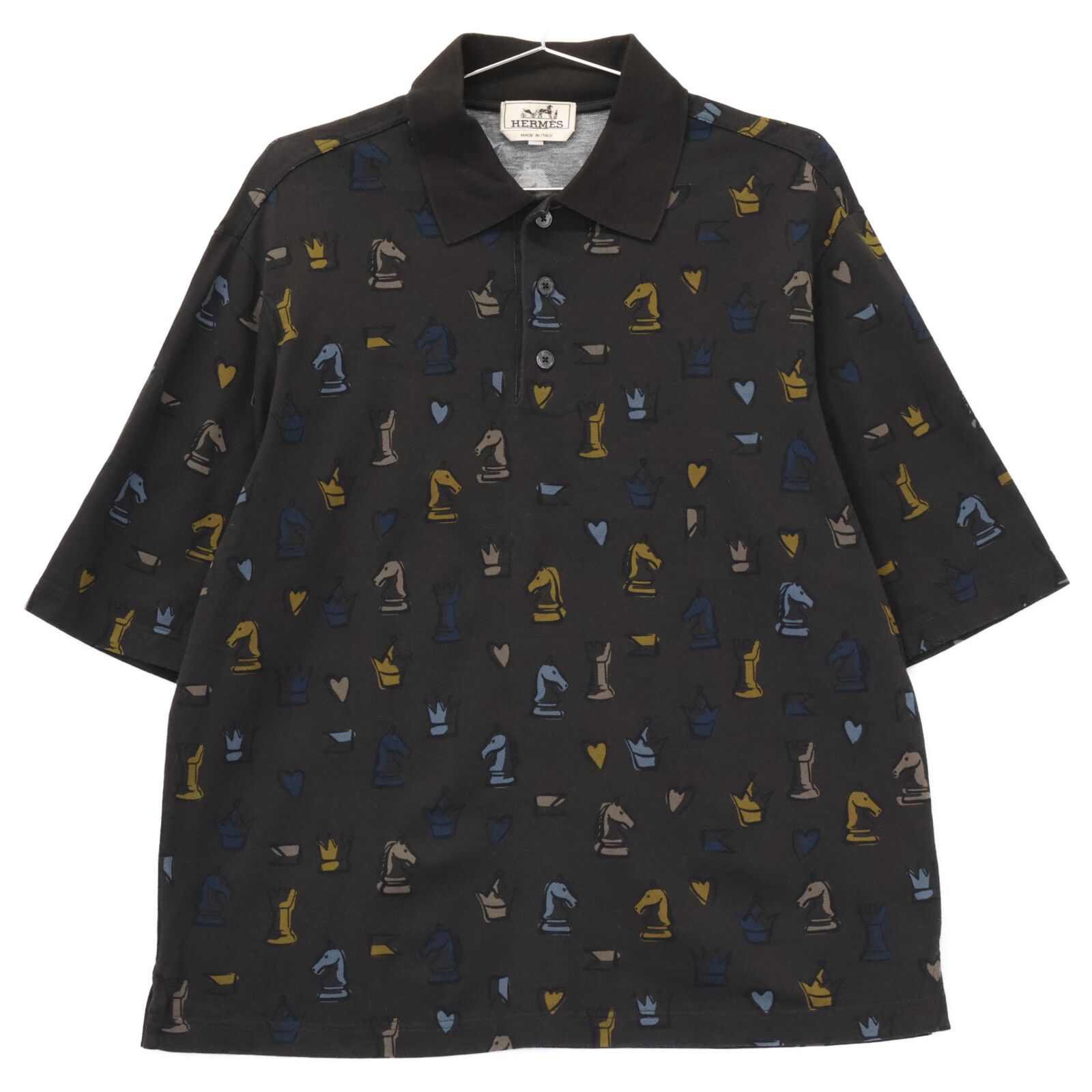 HERMES エルメス 22SS ダークグレー 総柄 ポロシャツ S - メルカリ
