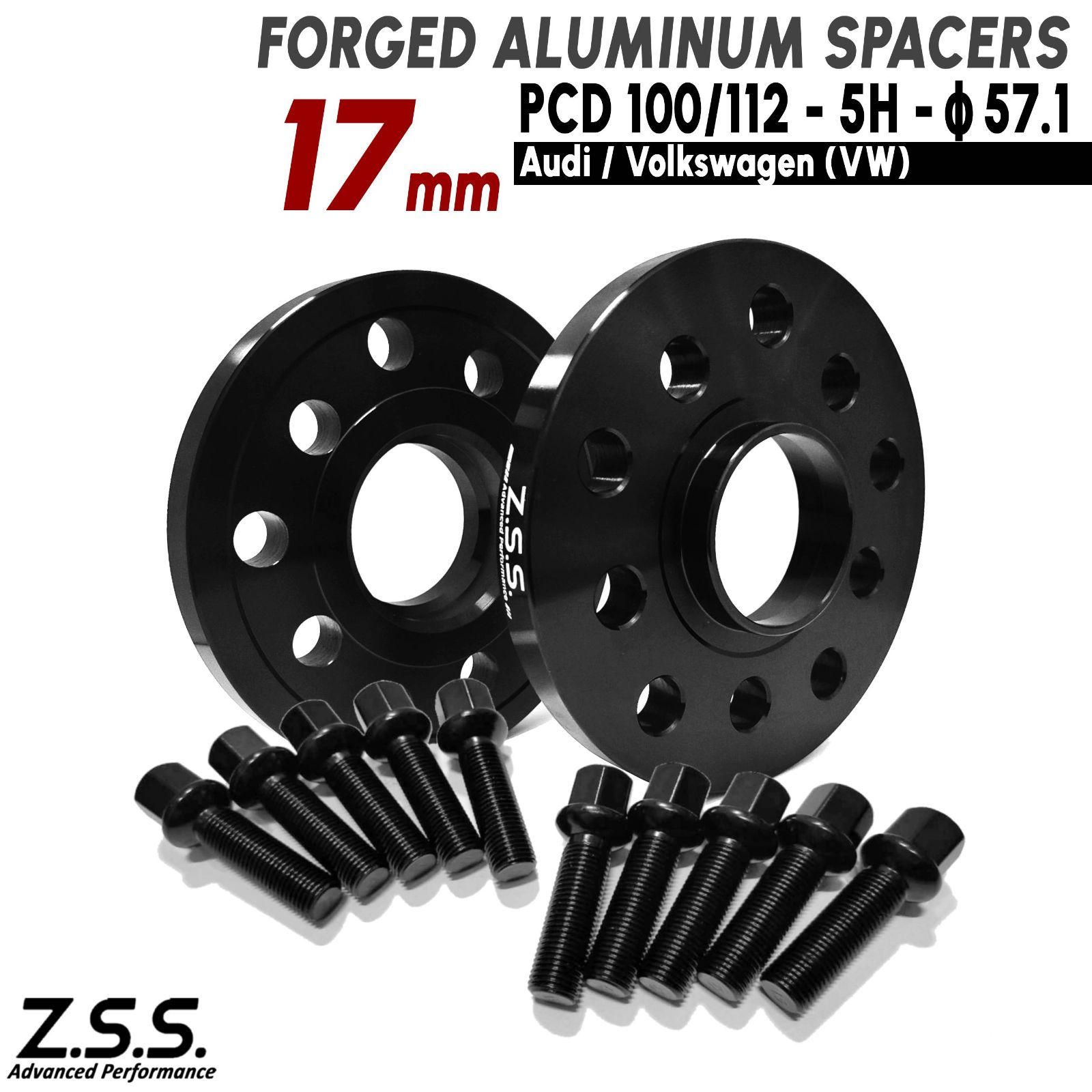 Z.S.S. AP アウディ VW フォルクスワーゲン 17mm 5x112 PCD112 5穴 ハブ径57.1φ R13ボルト付き ワイドトレッドスペーサー Volkswagen ZSS
