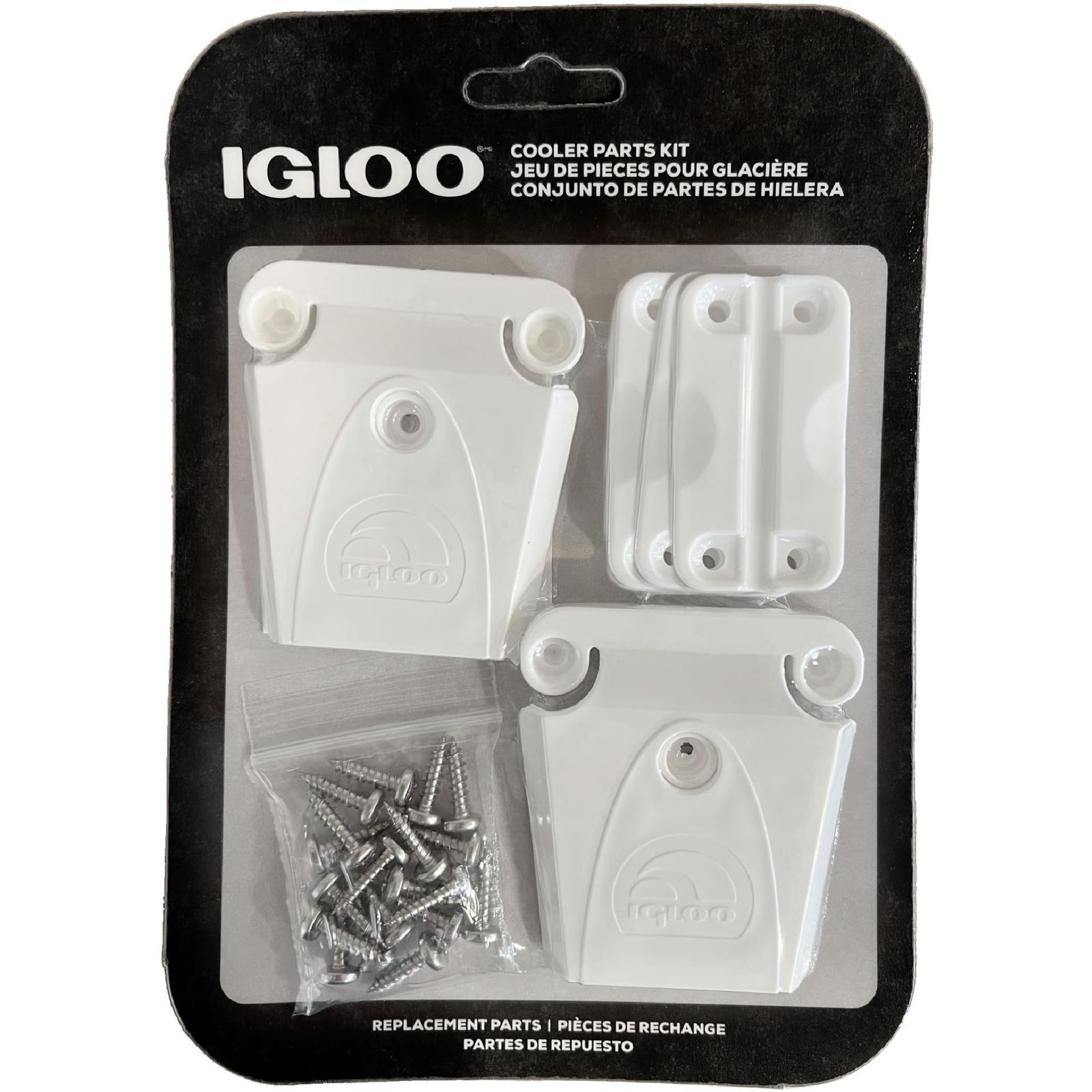 Igloo Cooler プラスチックパーツキット - 米国製 - ラッチ2個、ヒンジ3個、ラッチポスト&ネジ。