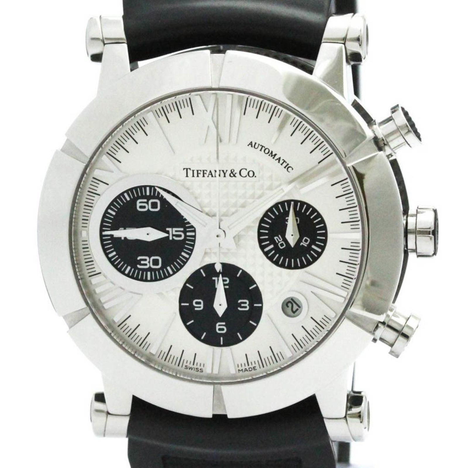 ティファニー (TIFFANY) アトラス クロノグラフ ステンレススチール レザー 自動巻き メンズ 時計 Z1000.82.12A21A71A (外装仕上げ済み)【中古】